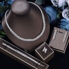 Luxury White Stone Earrings Necklace Set Brilliant Wedding Dress Jewelry Set
