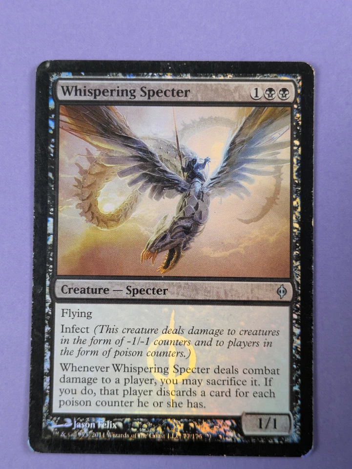 MTG Magic: New Phyrexia: Whispering Specter Foil Uncommon #77/175 - MP - Image 1 of 2