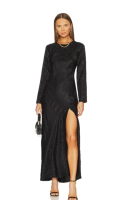 NWD ANINE BING Freja Silk Long-sleeve Maxi Dress Size S Black #4B451 - Image 1 of 4