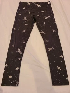 Pre-Owned Wonder Nation Girl's M 7-8 Black Pants Unicorns Planets - Picture 1 of 3
