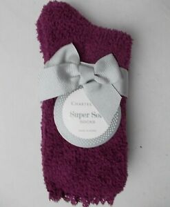 Fuzzy Socks Women's Charter Club Super Soft Lace Top Burgandy Size 9-11
