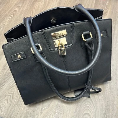 Bolso de mano BCBG negro con cierre acento dorado herrajes bolsa de trabajo Foto 1 de 4