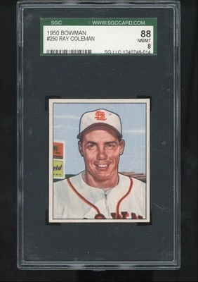 1950 BOWMAN RAY COLEMAN BROWNS #250 SGC 8 - Image 1 of 2