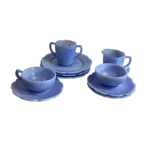 Jeannette 10pc Delphite Blue Cherry Blossom Depression Glass Set - Picture 1 of 14