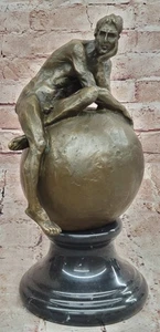 Art Deco Mario Nick Nude Man Male Thinker Original Artwork Bronze Sculpture Gift - Picture 1 of 10