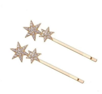 Yalice French Double Star Bride Hairpins silver women wedding veil accessory - Image 1 of 4