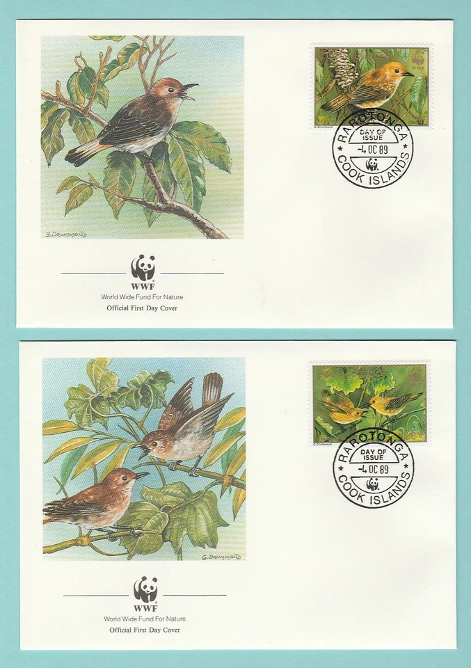 4 FIRST DAY STAMP COVERS FOR WORLD WILDLIFE FUND  -  COOK  ISLANDS  -  1989 - Image 1 of 4