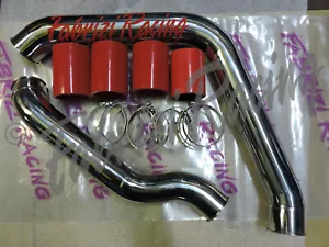 TUBO TUBI INOX INTERCOOLER ALFA 147 /GT JTD CON MANICOTTI SILICONICI ROSSI - Imagen 1 de 1