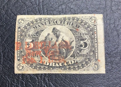 Springer TF9 Manufactured Tobacco Stamp, Series of 1868, 5 pound - Image 1 of 2