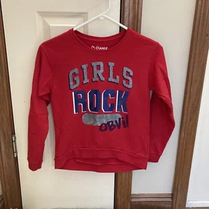 Excellent Condition Hanes Girls Rock Red Sweatshirt - Large - Picture 1 of 4