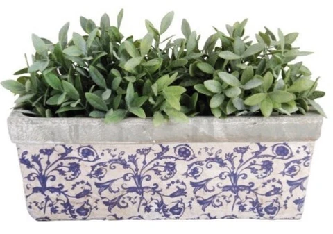 Ascalon Blue Floral Stone Garden Trough Planter Cover