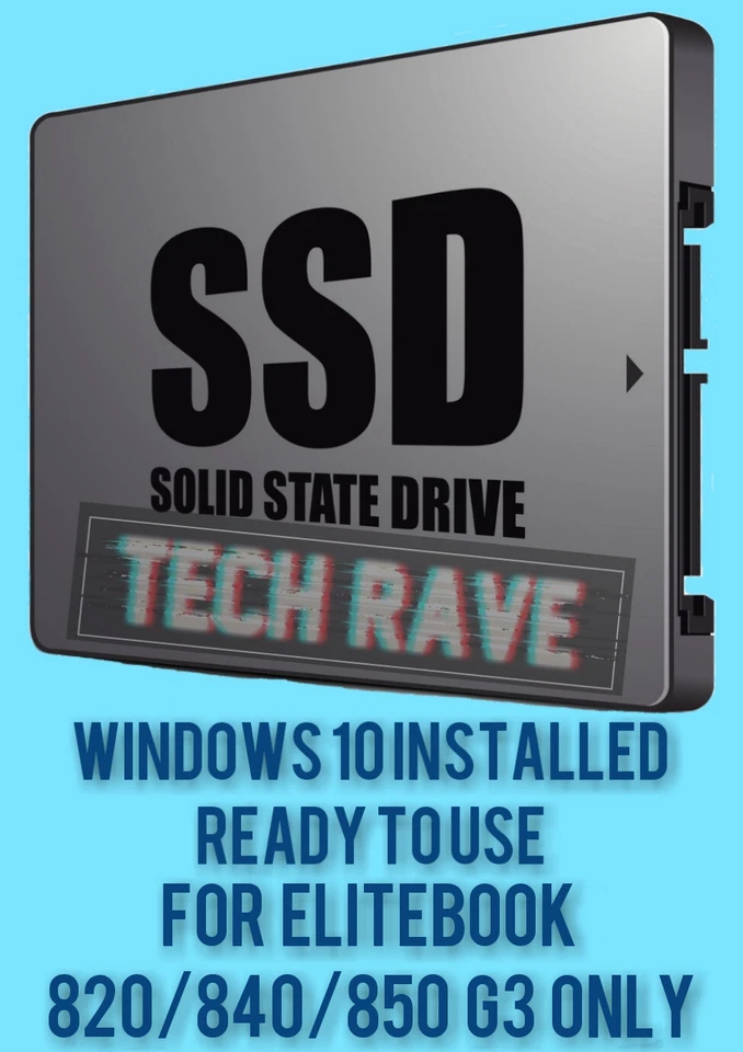 HP ELITEBOOK 820 840 850 G3 WINDOWS 10 PRO REPLACEMENT SSD DRIVE - READY TO USE - Image 1 of 2