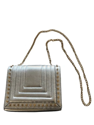 Новый с Ярлыками Luana Италии Clio с заклепками клапан сумка цепочка металлик серебро кожаная сумка с Gol - Изображение 1 из 4