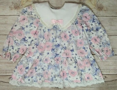 Vestido Vintage Polly Flinders Niña Pequeña Talla T3 Floral Gota Cintura Volantes Encaje  Foto 1 de 4