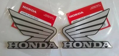 Honda GENUINE Wing Fuel Tank Decal Wings Sticker 90mm SILVER + BLACK *UK STOCK* - Image 1 of 2