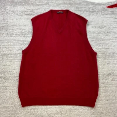 Club Room Cashmere Vest Large Red Sleeveless Preppy Casual Outdoor Hiker Mens - Image 1 of 4