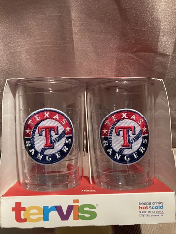 New in Pkg, Texas Rangers MLB Officially Licensed 4pk 16oz Tumbler Hot or Cold Cover