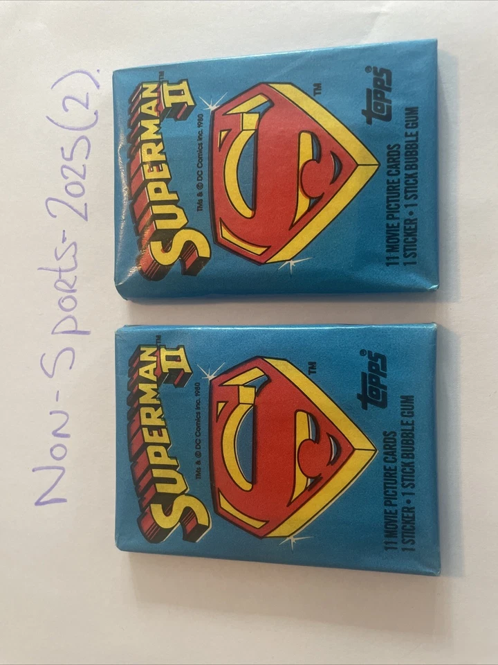 2 X Superman 2, 22 Cards + 2 Sticker + Gum Topps 1980 Unopened  ULTRA RARE  - Image 1 of 2