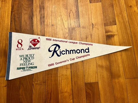RICHMOND BRAVES 1986 International League Champions Defunct Vintage Pennant Cover