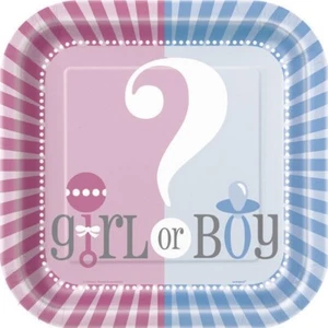 Gender Reveal Party Girl Boy ? Baby Shower Cake Dessert Plates 7" - Picture 1 of 1