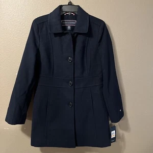 New - Tommy Hilfiger Over Coat Womens Small Navy Blue - 4 Button Jacket - Picture 1 of 4