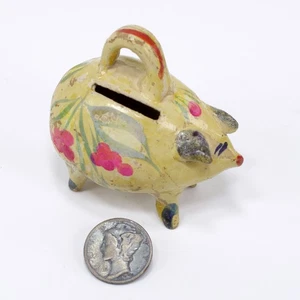 Piggy Bank Mexican Tlaquepaque Folk Art Time Capsule 1943 US Silver Dime 2" - Picture 1 of 19
