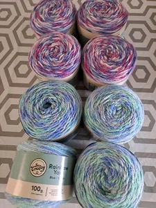 Rainbow aran cakes 8 x 100g So Crafty yarn 20% wool 4x Blue/4 X Pink - Picture 1 of 5