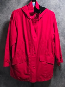 Gallery Rain Jacket Women's Size XL Gallery Red Hooded Water Resistant - Picture 1 of 13