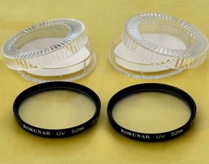 Set Of 2, ROKUNAR Coated 52mm UV Filters With Cases EXCELLENT CONDITION NICE!!! - Picture 1 of 2