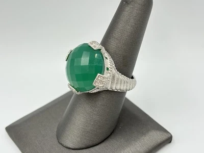 Anillo Judith Ripka de plata esterlina grande facetado piedra verde circonita cúbica Diamonique Foto 1 de 4
