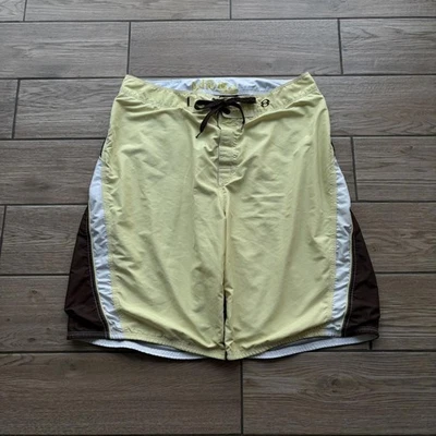 Pantalones cortos de tabla holgados Y2K marrón y amarillo ancla azul Foto 1 de 4