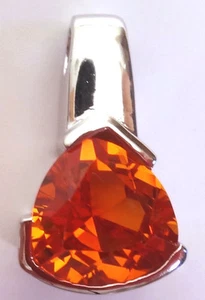 Padparacha Sapphire Birthstone of September, Silver Pendant #24 - Picture 1 of 2