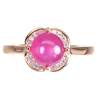 925 Sterling Silver Round Ruby 7mm Simulated Cz Rose Gold Plate  Ring 8 - Image 1 of 4