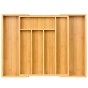 Bamboo Cutlery Silverware Flatware Utensil Tray Drawer Divider Kitchen Storage - Picture 1 of 8