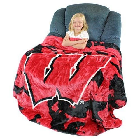 College Covers NCAA Wisconsin Badgers 63 x 86 Soft Raschel Plush Throw Blanket Cover