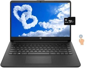 Newest HP 14'' Touch Laptop Intel 2-Core CPU 8GB RAM 128GB (64+64) Win11 Black - Picture 1 of 6