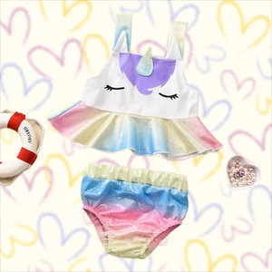 Girls 2-Pieces Unicorn Bathing Suit Swim Set | Size 18m - 6 | UPF 50+ Ratings - Picture 1 of 8