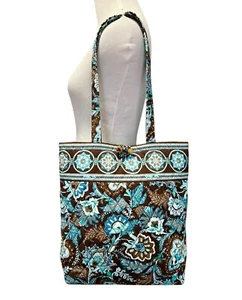 Vera Bradley Large Toggle Tote Java Pattern Teal Brown Floral Retired 2007 Lined - Picture 1 of 10