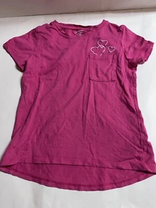 members mark girl pink embroidered heart tee size 7/8 - Picture 1 of 5