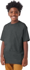 Unisex Hanes Beefy-T 5380 Short Sleeve Charcoal Heather Cotton Tee Kids Size XS - Picture 1 of 5