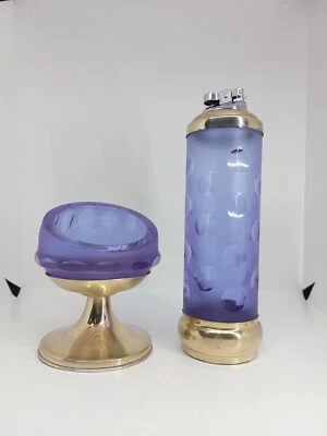 Accendino Da Tavolo funzionante  Con Posacenere In Vetro E Argento 800 - Immagine 1 di 4