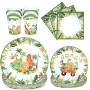 Dinosaur 1st Birthday Decoration Kids Bday Party Decor Boy Girl Plates Balloons - Picture 1 of 27
