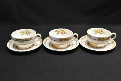 Spode Buttercup Set of 3 Cups & Saucers (Faults) - Image 1 of 4