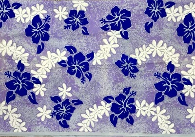 Tela de flor de hibisco púrpura vintage estampado polinesio hawaiano 1 1/3 yarda Foto 1 de 4