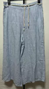 Women Linen XL Pants Wide Leg Blue White Striped New NWT Tahari - Picture 1 of 6