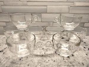 Set of 8 Hazel Atlas PARTI-ADE Wavy Glass Cups Replacement Beaded Handles MCM - Picture 1 of 17