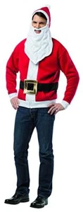 2pc Santa Beard Hat Zip-Up Hoodie Ugly Xmas Sweater Costume Teen L/XL 12-16 - Picture 1 of 2