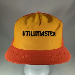Vintage Utilimaster Snapback Trucker Hat Mesh Cap Orange Yellow USA - Picture 1 of 5