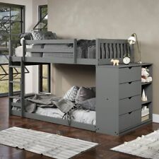 Donco Austin Mission Twin over Twin Dark Grey Bunkbed with Dual Underbed Drawers