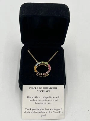 Circle of Friendship Multicolor Rhinestones Gold Tone 18" Chain - Image 1 of 4